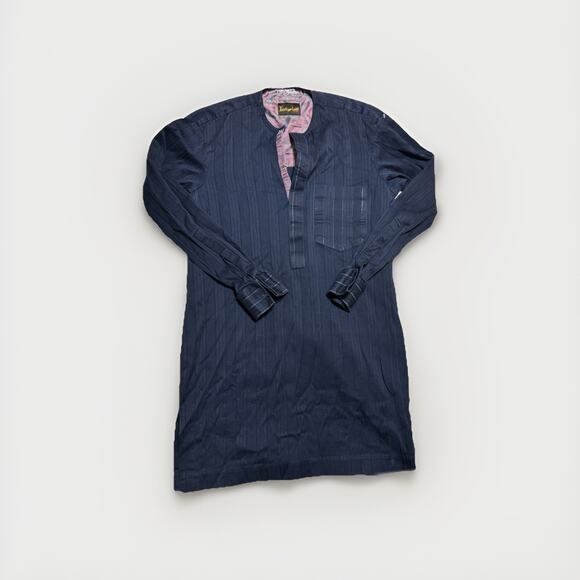 Isale Apoti by Rhobes Men’s Navy Kaftan Long Sleeve Shirt African Luxury Wear - Picture 1 of 7